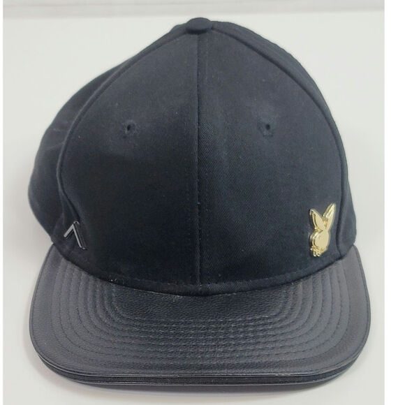 PLAYBOY FAUX LEATHER BILL BLACK ADJUSTABLE HAT - Picture 3 of 14